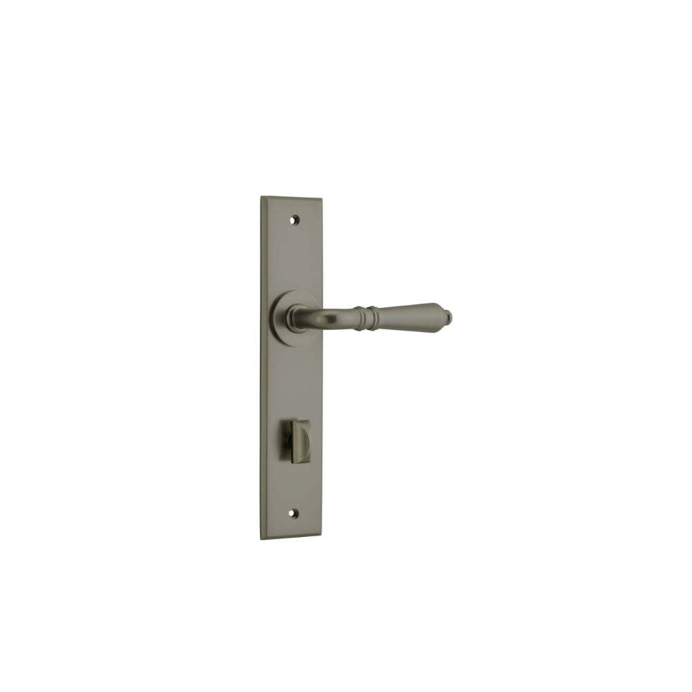 Door Lever Sarlat Chamfered Privacy Pair Graphite PVD CTC85mm L111xP55mm BPH240xW50mm in Graphite PVD
