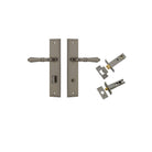 Pair of Iver Sarlat lever door handles on stepped backplate, featuring elegant, modern design in polished finish.