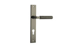 Pair of Iver Brunswick lever door handles on rectangular backplates, featuring a sleek modern design for interior doors.