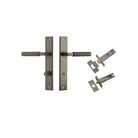 Pair of Iver Brunswick lever door handles with rectangular backplates, featuring a sleek, modern design for interior doors.