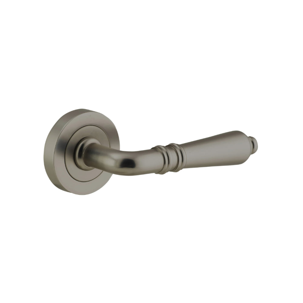 Door Lever Sarlat Rose Round Concealed Fix Pair Graphite PVD L111xP56mm BPD52mm in Graphite PVD