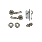 Door Lever Sarlat Rose Round Graphite PVD Key / Key Entrance Kit in Graphite PVD