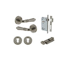 Door Lever Sarlat Rose Round Graphite PVD Key / Thumb Entrance Kit in Graphite PVD