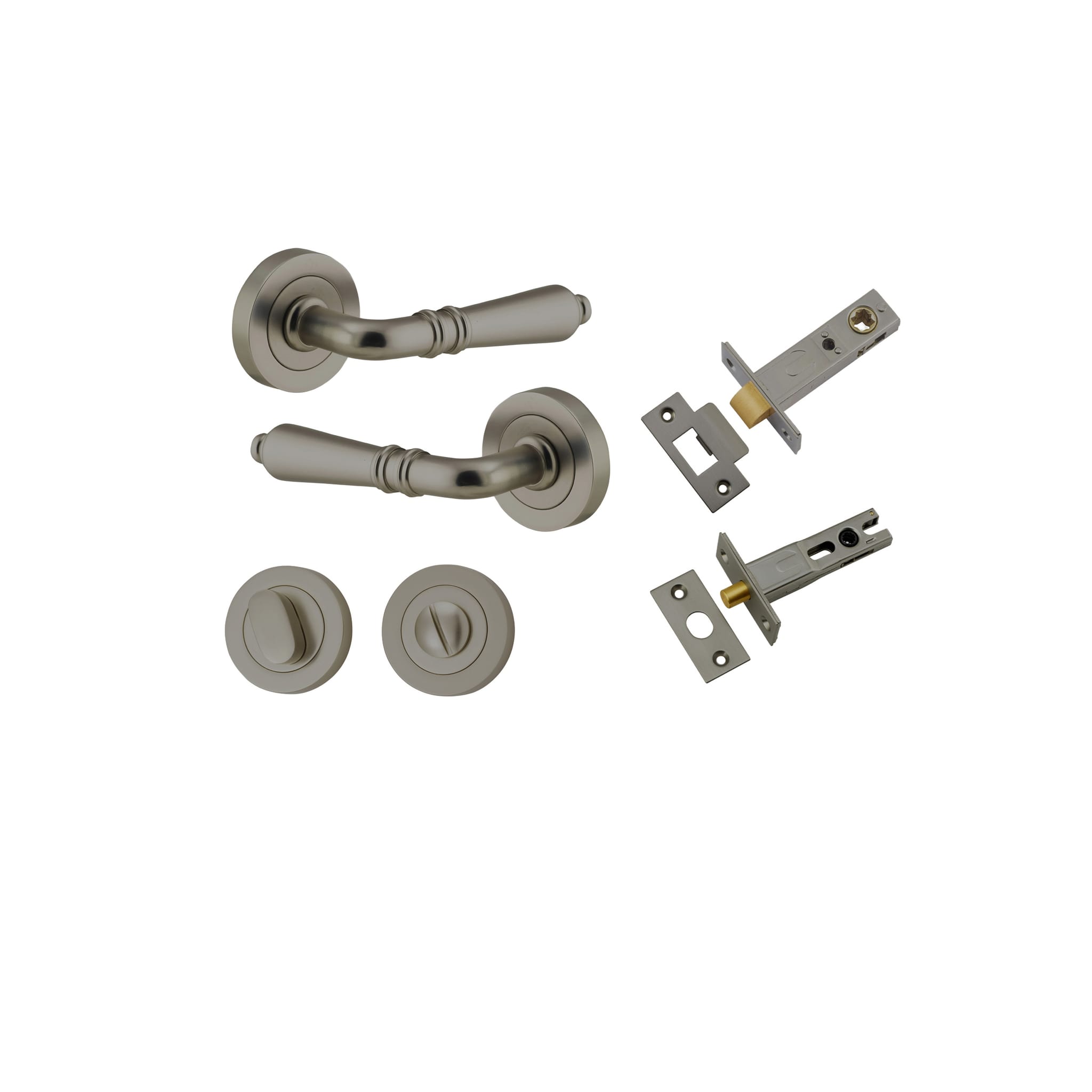 Door Lever Sarlat Rose Round Graphite PVD Inbuilt Privacy Kit in Graphite PVD