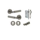 Door Lever Brunswick Rose Round Graphite PVD Key / Thumb Entrance Kit in Graphite PVD
