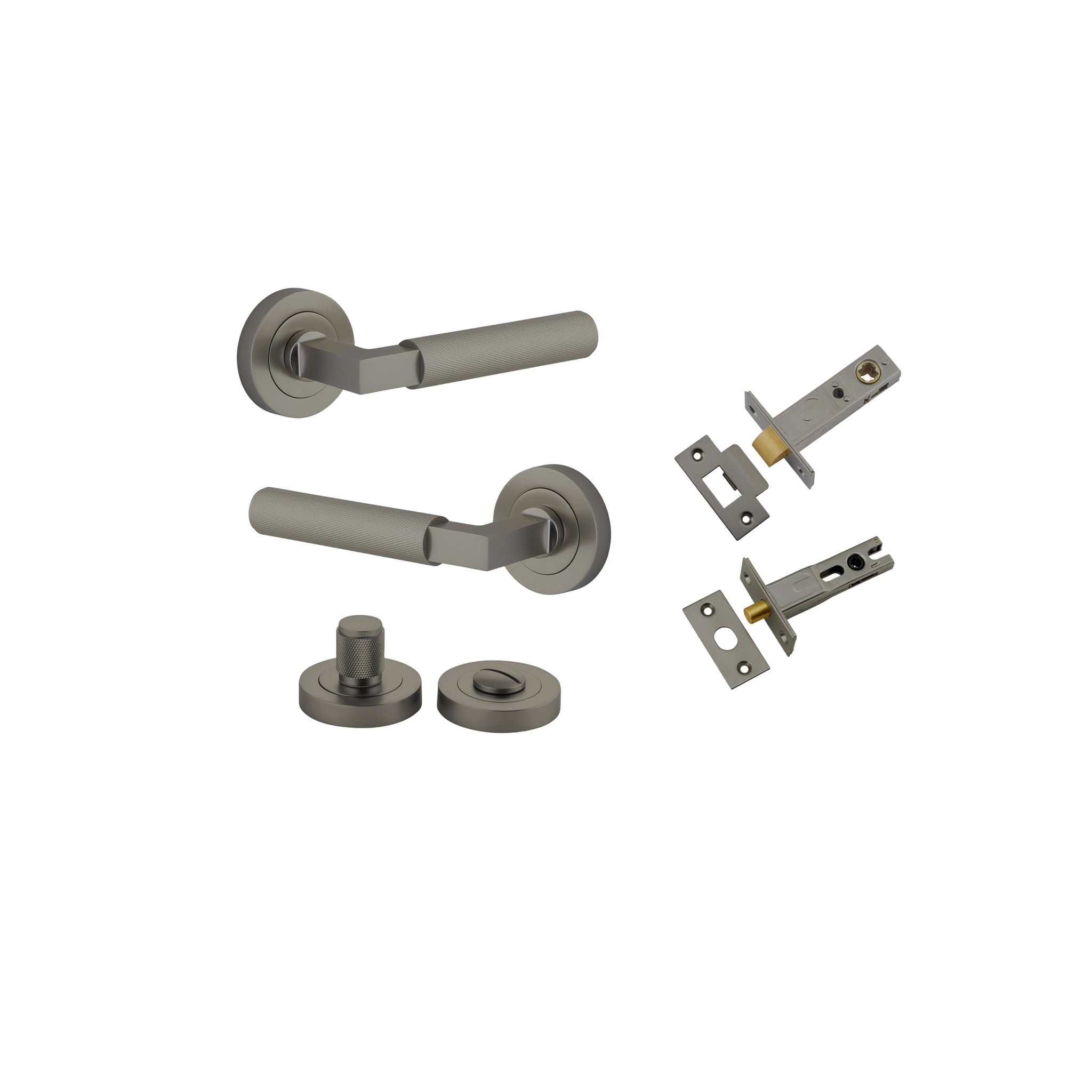 Door Lever Brunswick Rose Round Graphite PVD Privacy Kit in Graphite PVD