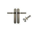 Pair of Iver Berlin lever door handles with oval backplates, featuring a sleek, modern design in a polished finish.