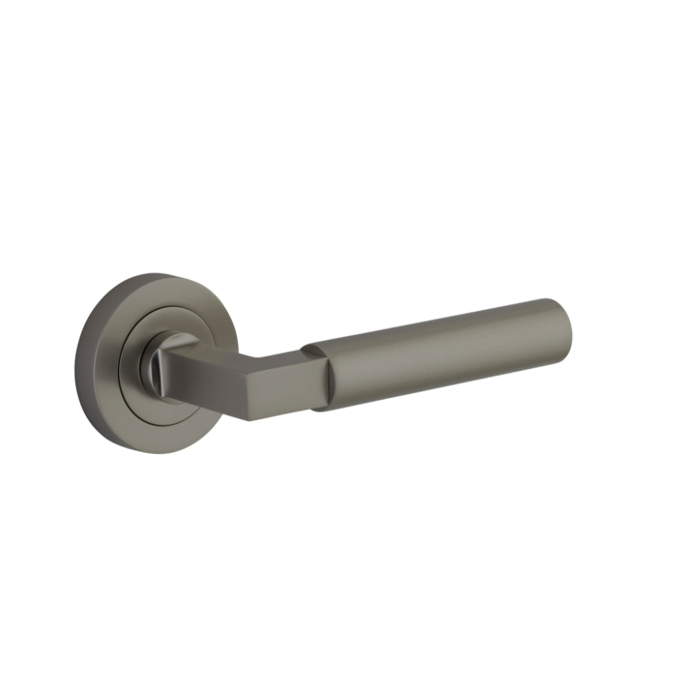Door Lever Berlin Rose Round Concealed Fix Pair Graphite PVD L120xP60mm BPD52mm in Graphite PVD