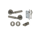 Door Lever Berlin Rose Round Graphite PVD Key / Key Entrance Kit in Graphite PVD