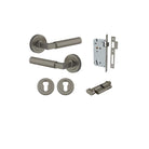 Door Lever Berlin Rose Round Graphite PVD Key / Thumb Entrance Kit in Graphite PVD