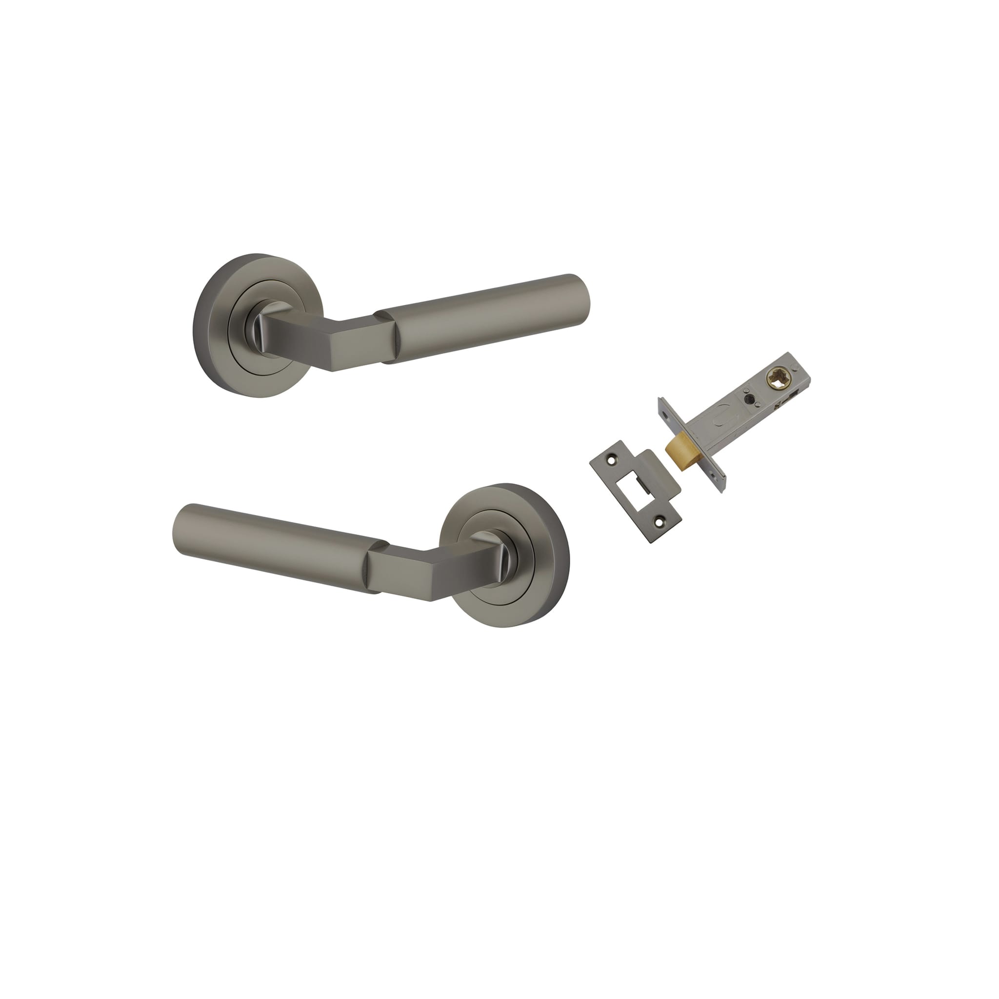 Door Lever Berlin Rose Round Graphite PVD Passage Kit in Graphite PVD