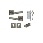 Door Lever Berlin Rose Square Graphite PVD Key / Key Entrance Kit in Graphite PVD
