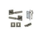 Door Lever Berlin Rose Square Graphite PVD Key / Thumb Entrance Kit in Graphite PVD