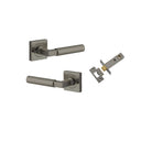 Door Lever Berlin Rose Square Graphite PVD Inbuilt Privacy Kit in Graphite PVD