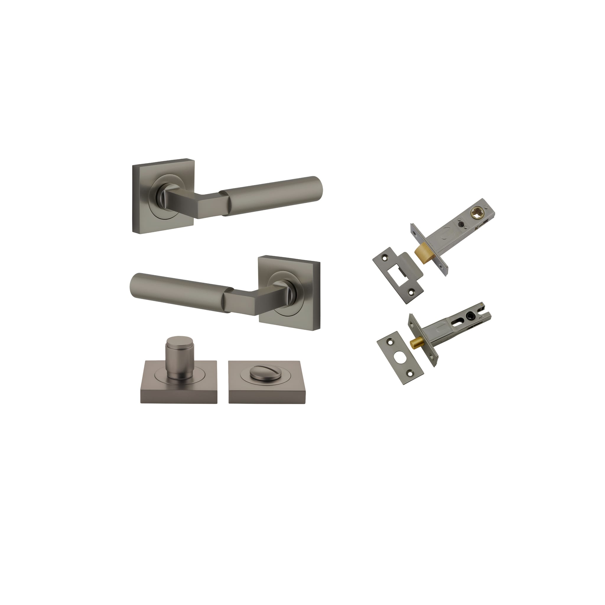 Door Lever Berlin Rose Square Graphite PVD Privacy Kit in Graphite PVD