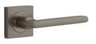 Pair of Iver Baltimore lever door handles on square rose, featuring a sleek, modern design with a satin finish.