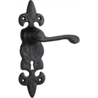 Door Lever Stratford Iron Lock Pair Matt Black H192xW50xP55mm in Matt Black