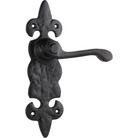 Door Lever Stratford Iron Latch Pair Matt Black H192xW50xP55mm in Matt Black