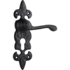 Door Lever Stratford Iron Euro Pair Matt Black H192xW50xP55mm in Matt Black