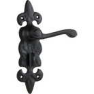 Door Lever Stratford Iron Privacy Pair Matt Black H192xW50xP55mm in Matt Black