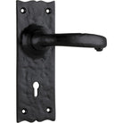 Door Lever Gloucester Iron Lock Pair Matt Black H158xW50xP53mm in Matt Black