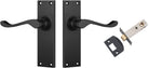 Door Lever Victorian Matt Black Passage Set in Matt Black