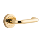 Iver Oslo Lever on Round Rose (Pair) — Polished Brass — LHTR20350