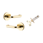 Iver Oslo Lever on Round Rose (Pair) — Polished Brass — LHTR20350KIBPRIV60