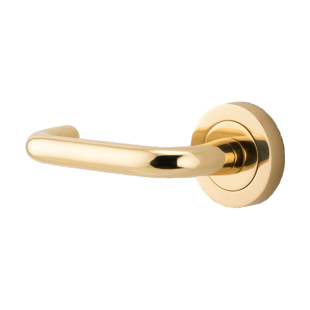 Iver Oslo Lever on Round Rose (Pair) — Polished Brass — LHTR20350LHF
