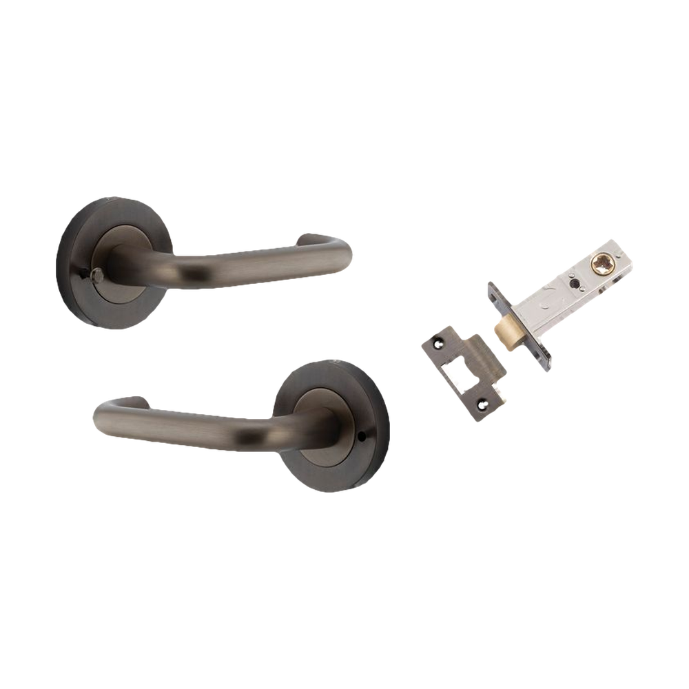 Iver Oslo Lever on Round Rose (Pair) — Signature Brass — LHTR20351KIBPRIV60