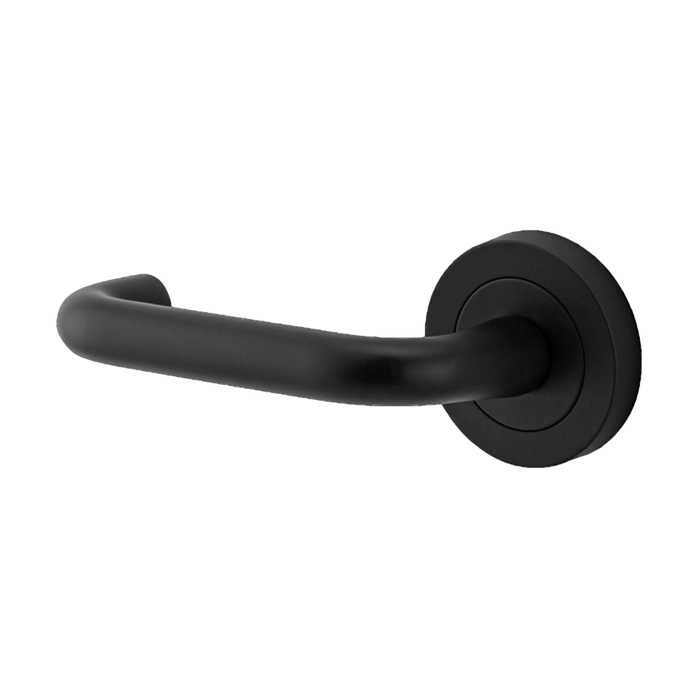 Iver Oslo Lever on Round Rose (Pair) — Matt Black — LHTR20353LHF