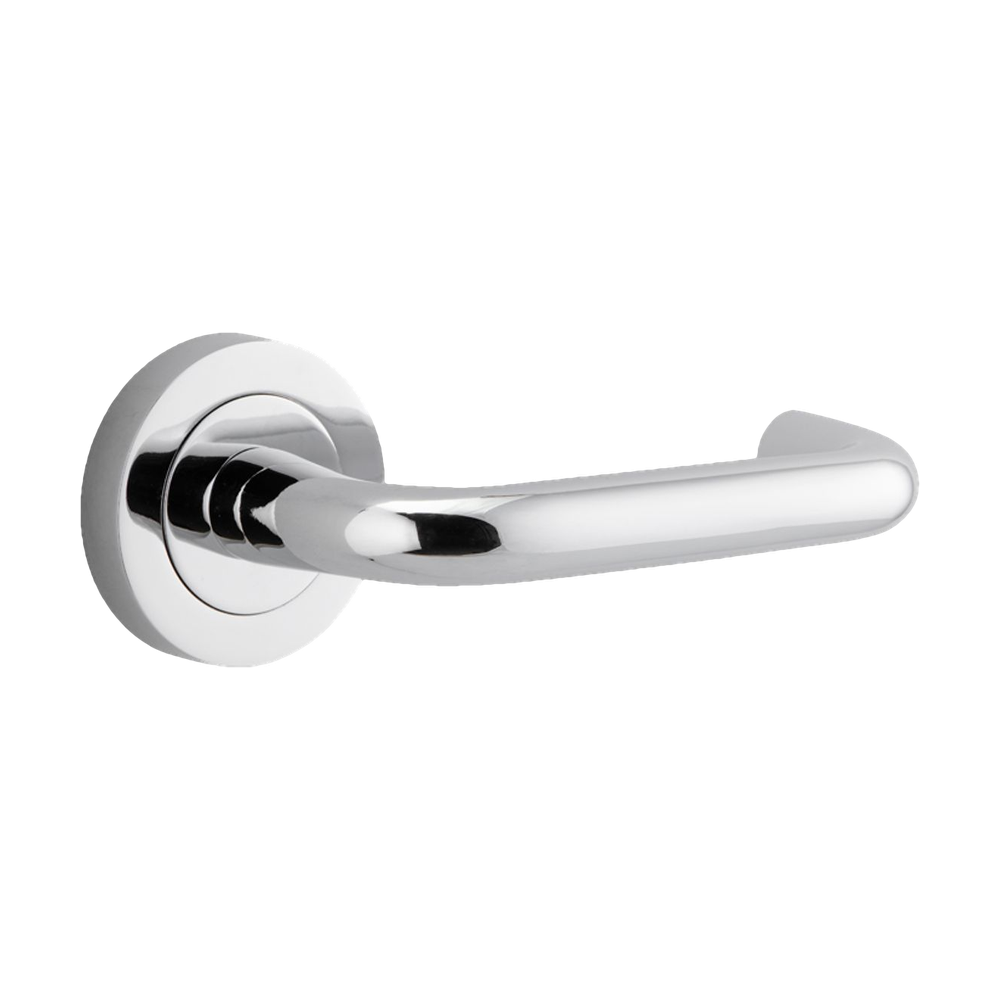 Iver Oslo Lever on Round Rose (Pair) — Polished Chrome — LHTR20354