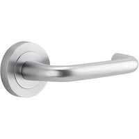 Door Lever Oslo Round Rose Pair Brushed Chrome D52xP57mm
(Latch/Lock Sold Separately) in Brushed Chrome