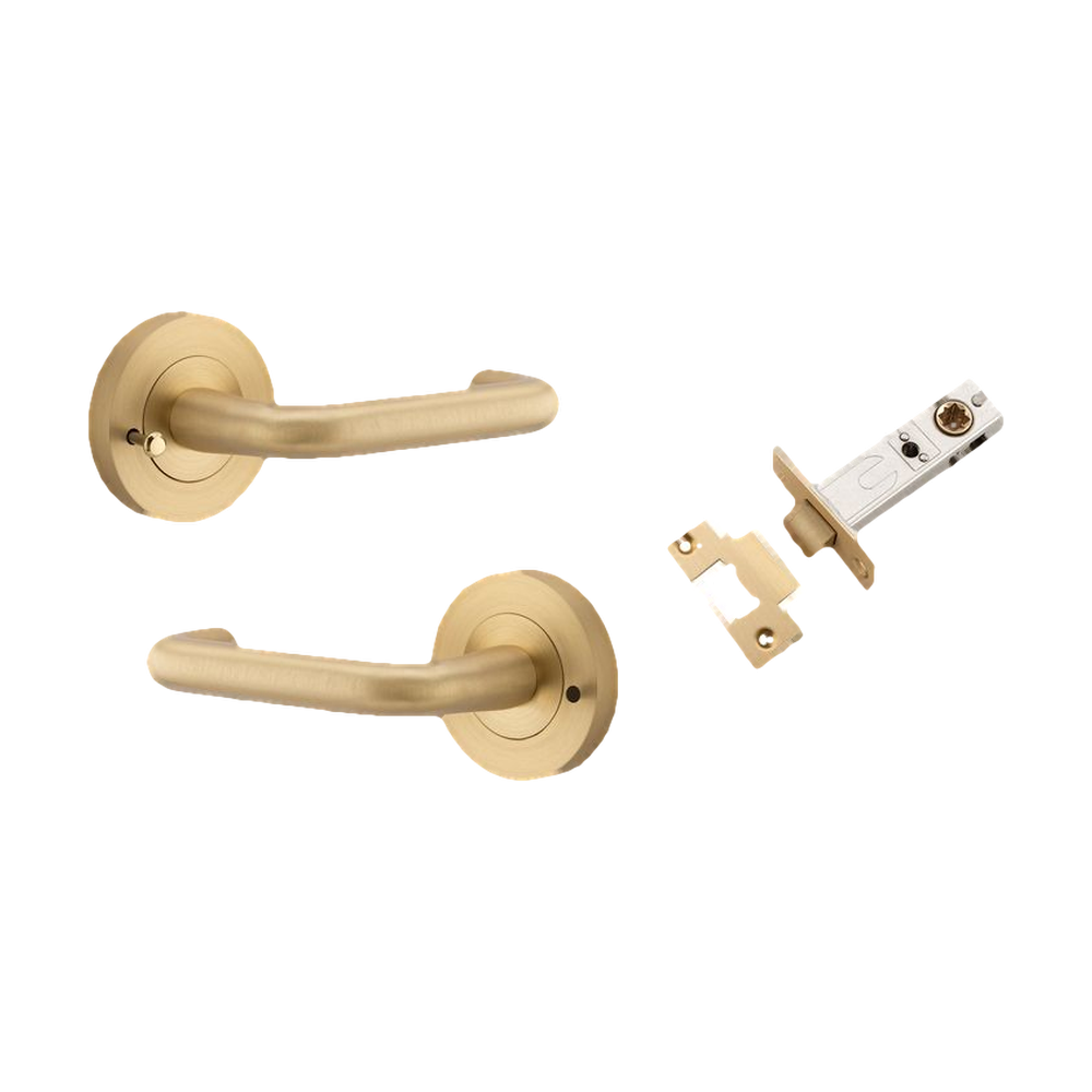 Iver Oslo Lever on Round Rose (Pair) — Brushed Brass — LHTR20356KPASS60