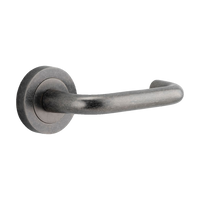 Iver Oslo Lever on Round Rose (Pair) — Distressed Nickel — LHTR20357