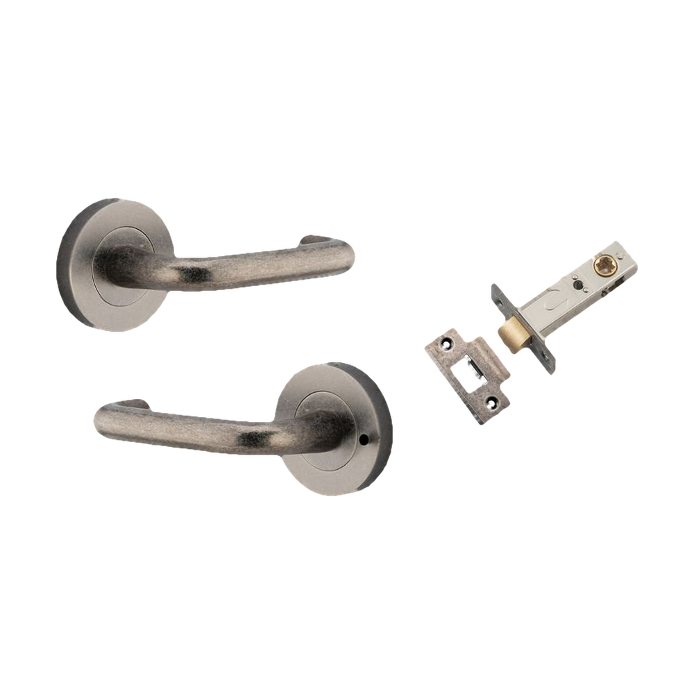 Iver Oslo Lever on Round Rose (Pair) — Distressed Nickel — LHTR20357KPASS60
