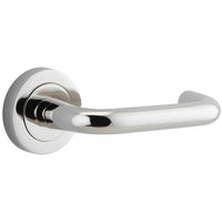 Door Lever Oslo Round Rose Pair Polished Nickel D52xP57mm
(Latch/Lock Sold Separately) in Polished Nickel
