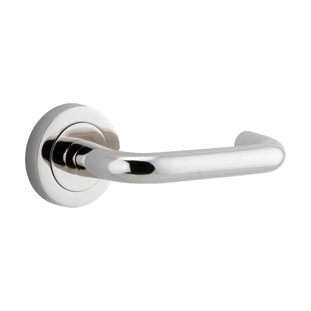 Iver Oslo Lever on Round Rose (Pair) — Polished Nickel — LHTR20358