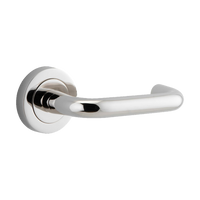 Iver Oslo Lever on Round Rose (Pair) — Polished Nickel — LHTR20358