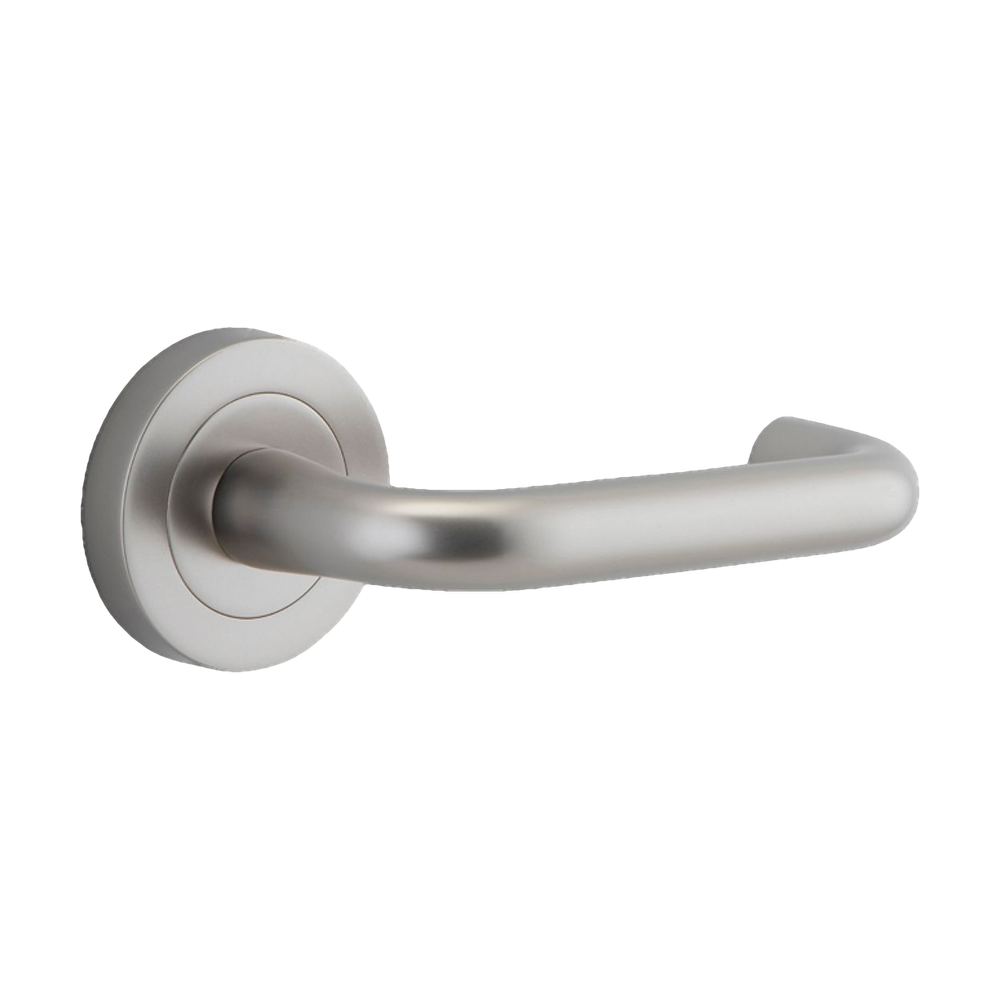 Iver Oslo Lever on Round Rose (Pair) — Satin Nickel — LHTR20359
