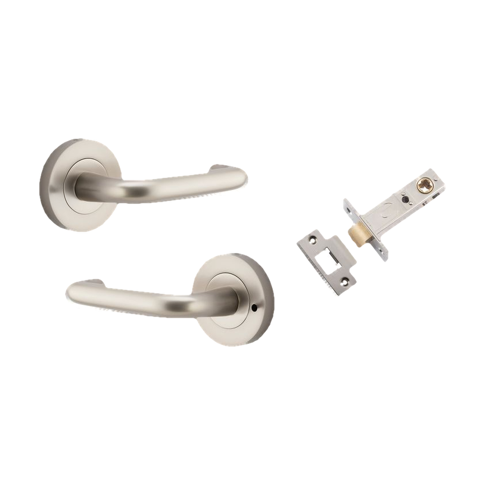 Iver Oslo Lever on Round Rose (Pair) — Satin Nickel — LHTR20359KPASS60