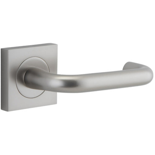 Door Lever Oslo Square Rose Pair Satin Nickel H52xW52xP57mm
(Latch/Lock Sold Separately) in Satin Nickel
