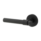 Door Lever Helsinki Round Rose Matt Black D52xP44mm- Left Hand Fixed in Matt Black