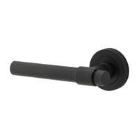 Door Lever Helsinki Round Rose Matt Black D52xP44mm- Left Hand Fixed in Matt Black