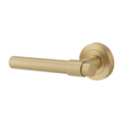 Door Lever Helsinki Round Rose Brushed Brass D52xP44mm- Left Hand Fixed in Brushed Brass