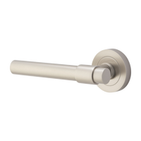 Door Lever Helsinki Rose Round Concealed Fix Left Hand Fixed Satin Nickel L137xP61mm BPD52mm in Satin Nickel