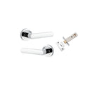 Door Lever Osaka Round Rose Polished Chrome D52xP55mm Passage Kit, Tube Latch Split Cam 'T' Striker Polished Chrome Backset 60mm in Polished Chrome