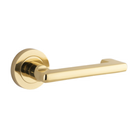 Door Lever Baltimore Return Rose Round Concealed Fix Right Hand Fixed Polished Brass L128xP57mm BPD52mm in Polished Brass