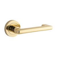 Door Lever Baltimore Return Round Rose Polished Brass D52xP58mm
(Latch/Lock Sold Separately) in Polished Brass