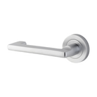 Door Lever Baltimore Return Rose Round Concealed Fix Left Hand Fixed Brushed Chrome L128xP57mm BPD52mm in Brushed Chrome